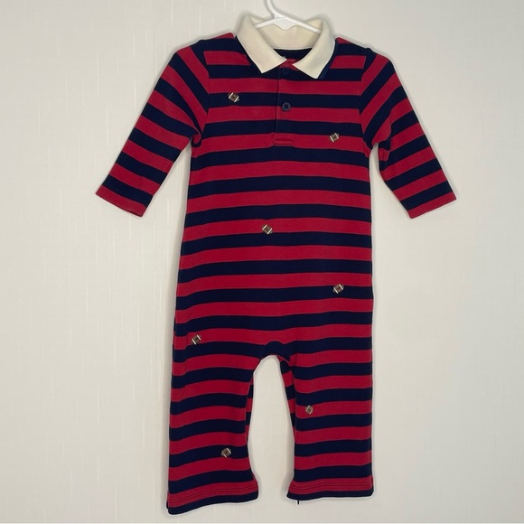 Florence Eiseman Other - Florence Eiseman Stripe Knit Longall Embroidered FootBalls Soft Pima Cotton 18M